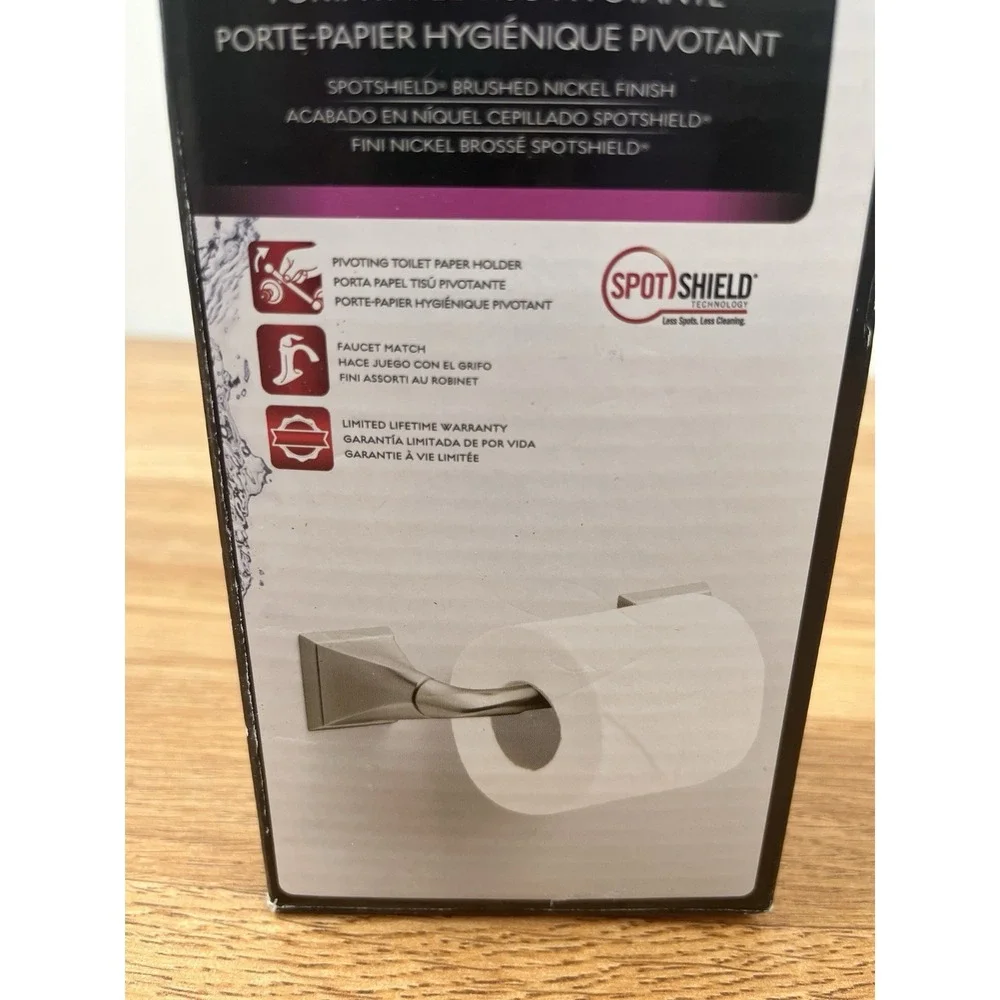 Delta Everly Wall Mount Pivot Arm Toilet Paper Holder Brushed‎ Nickel NEW